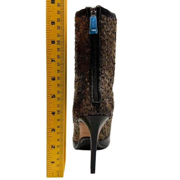 Brand New Balmain Fay Leather and Sequin Ankle Bootie in Black and Bronze - Picture 6 of 13